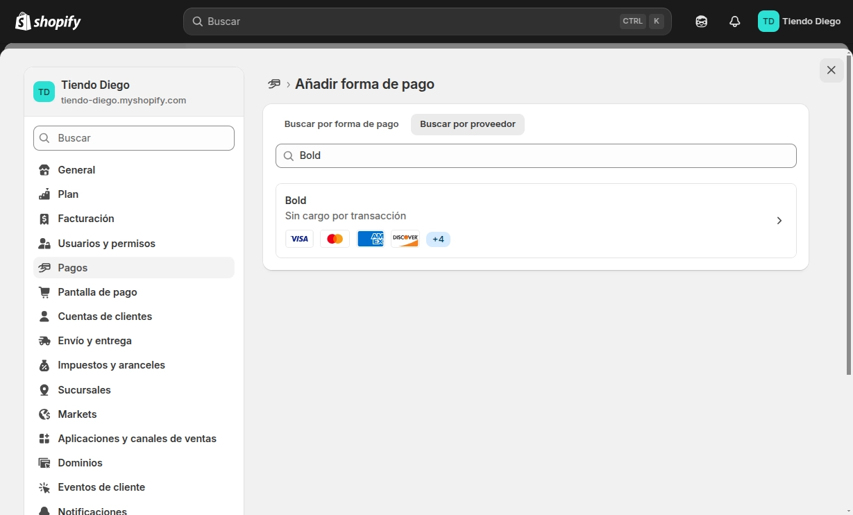 Lista de métodos de pago