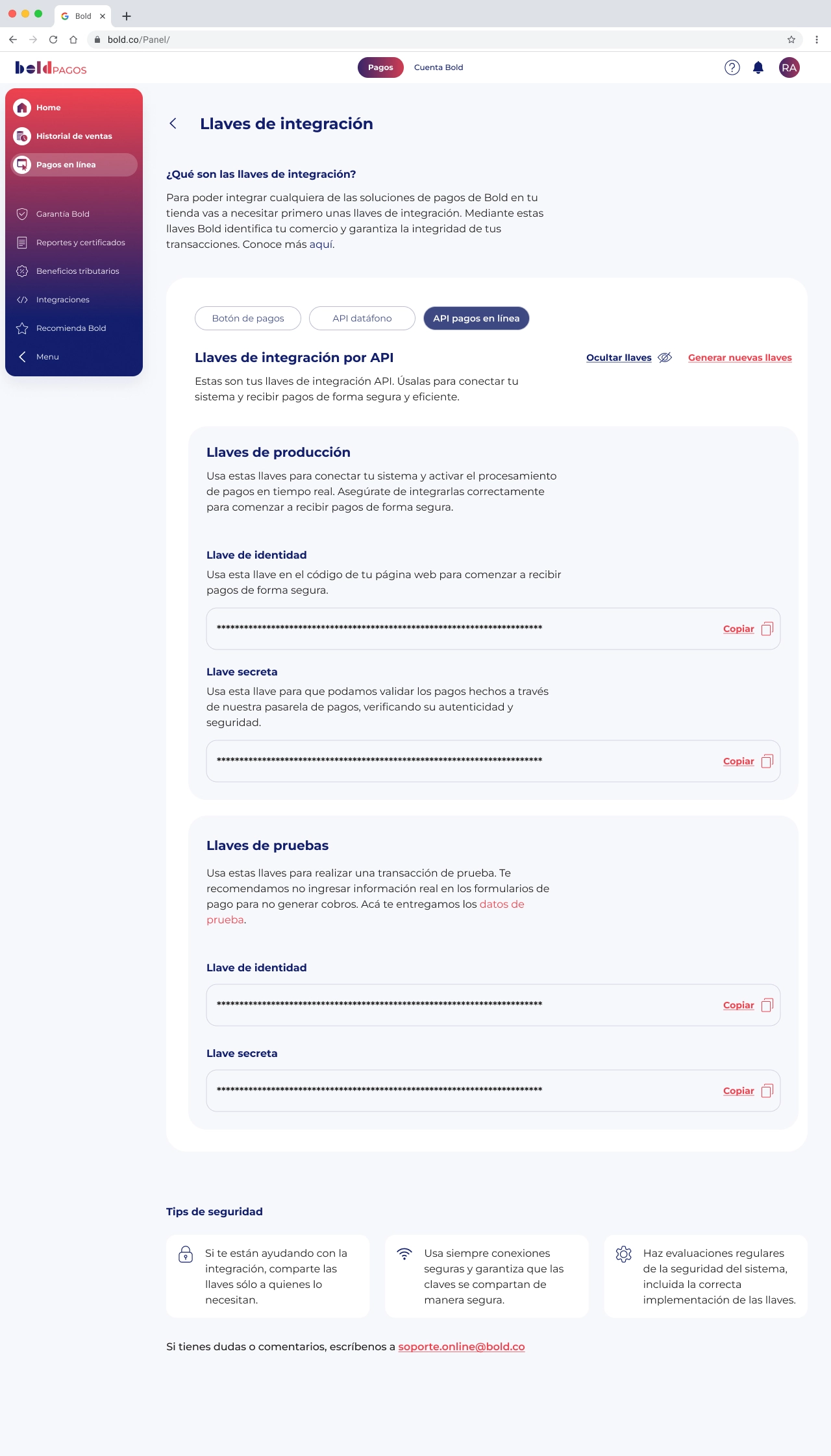 Llaves de integración activas